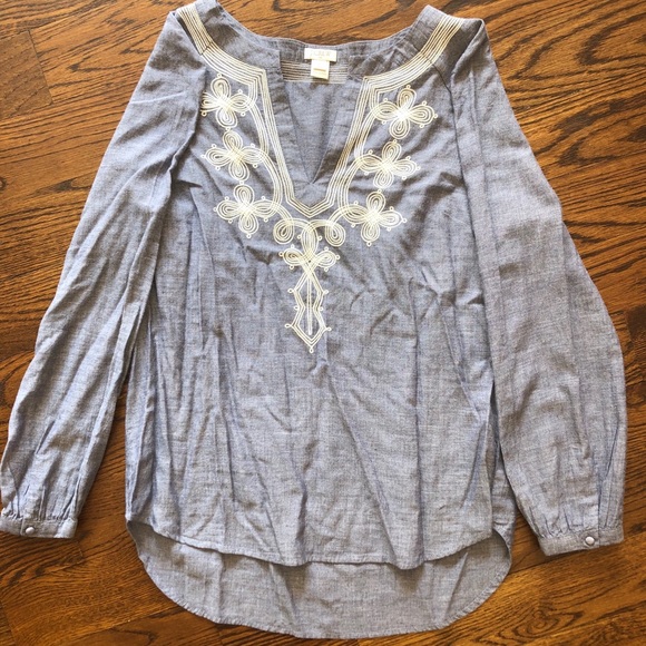 J. CREW JEAN EMBROIDERED TUNIC - Picture 1 of 4